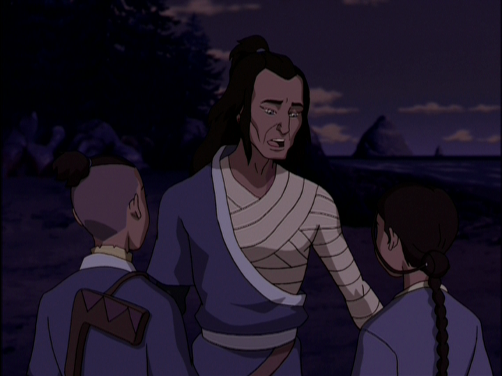 "Katara, what do you think happened to him that he's all bandaged up?" "Just don't ask.  It's not polite."