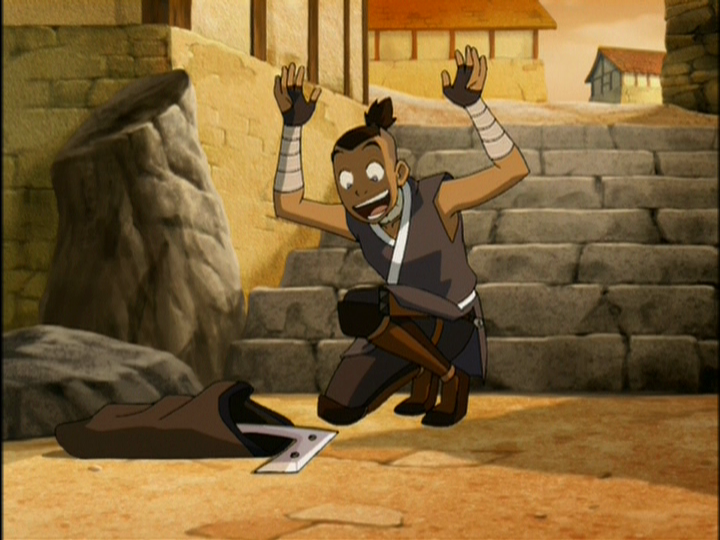 "Oh, boomerang!  You really do always come back!" Sokka actually says this, and it's the best line ever.