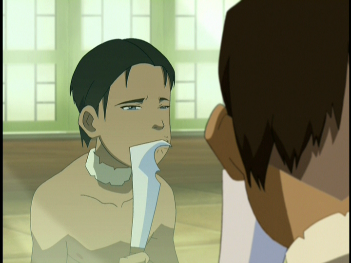 Today we learned that Sokka shaves like a man.  Hey, he isn't the harem leader for nothing.