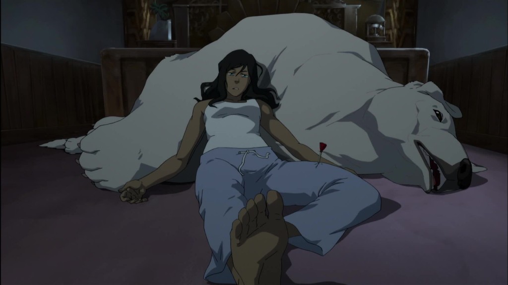 I just think seeing Korra in actual sleepwear is kinda sexy. Also: GRATUITOUS FOOT SHOT COUNTER: 3!