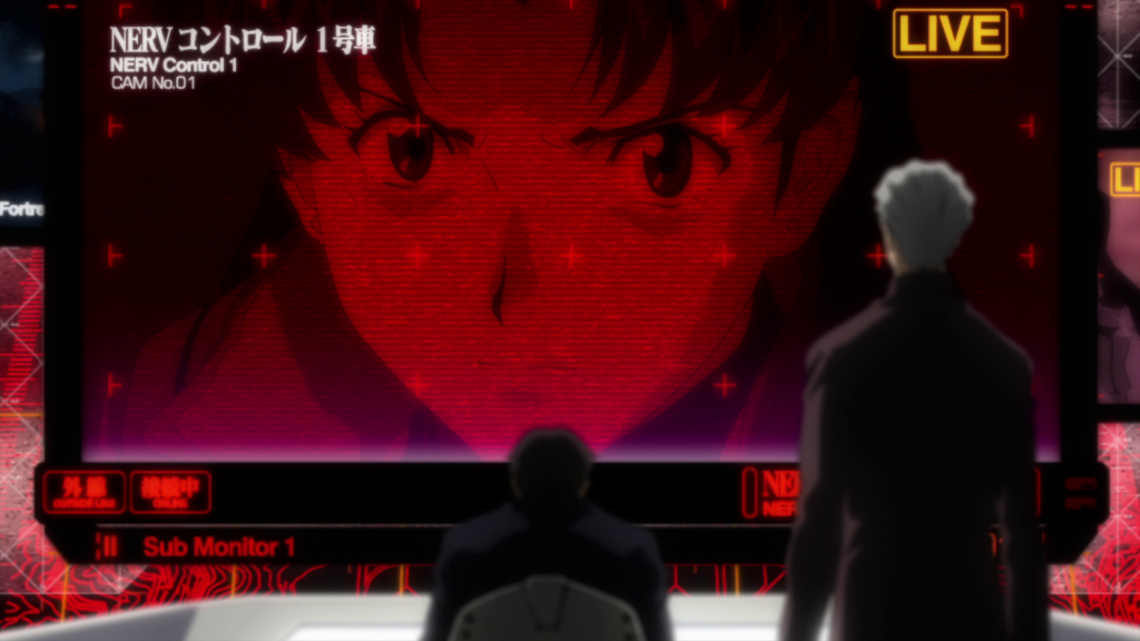 Fuyutsuki: "Don't we have normal cameras?" Gendo: "Oh, that's just my creepy blood-red Instagram filter.  You like?"