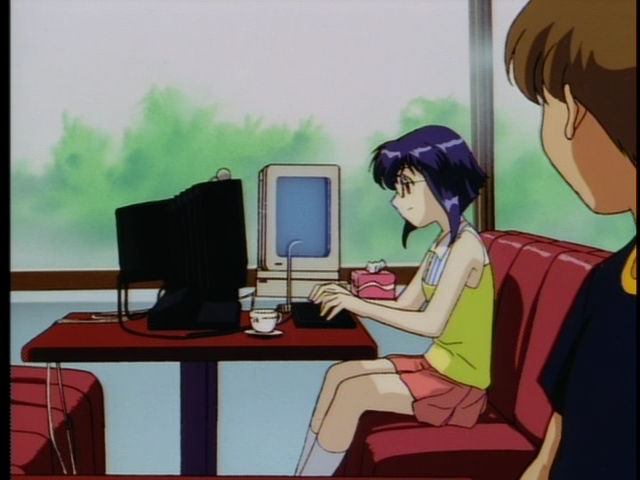 Remember, this is 1998.  There's no free Wi-Fi there... she probably hijacked their phone line.